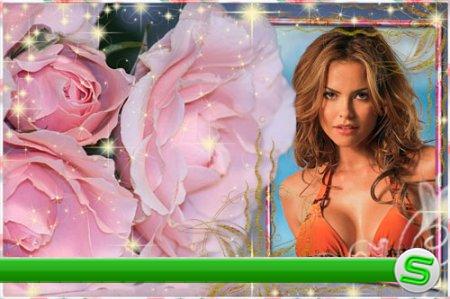 Романтическая рамка для Photoshop – Мерцание розовых роз