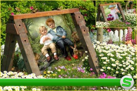 Детская рамка для Photoshop - В саду