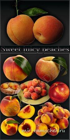 Sweet juicy peaches - сладкие сочные персики - клипарт png