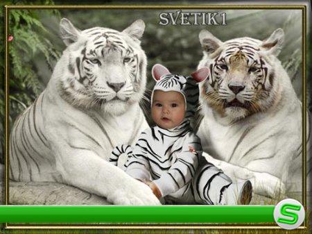 Детский шаблон для фото - Любимый тигренок