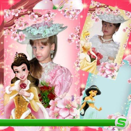 Рамка для фотошопа с принцессами Уолта Диснея
