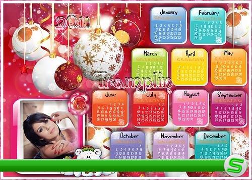 Календарь-Рамка 2011 для Photoshop - В Пурпурном с мишкой 