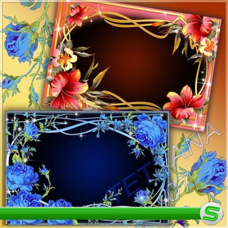 Красочные рамки для фотошоп - Цветочные узоры