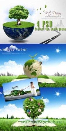 Зеленая планета - Земля (PSD template)