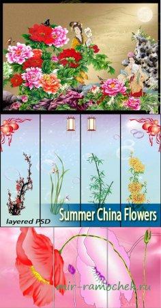 Летние цветы | Summer China Flowers (UHQ PSD)