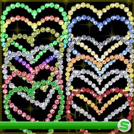 Вырезы для рамок - Разноцветные бриллиантовые сердца