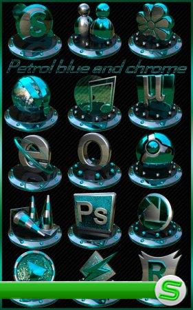 Petrol blue and chrome icons