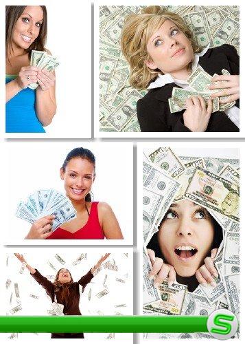 Девушка и деньги - растровый клипарт | Girl and money