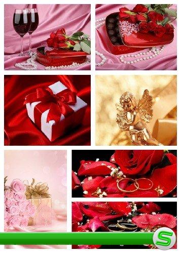 Розы и подарки - растровый клипарт | Rose & present clipart