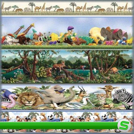 Тропические животные | Tropical animals (PNG borders)