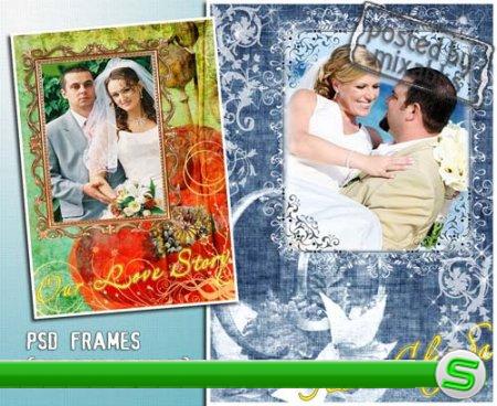 Винтажные свадебные рамочки (PSD frames)