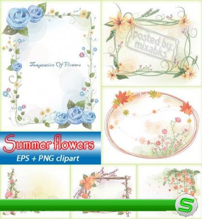 Летние цветы  | Summer Flowers (EPS + PNG clipart)