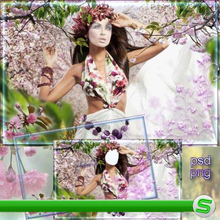 Женский фотошаблон и рамка PNG - Фея весеннего сказочного леса