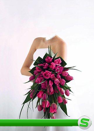 Невеста с букетом тюльпанов