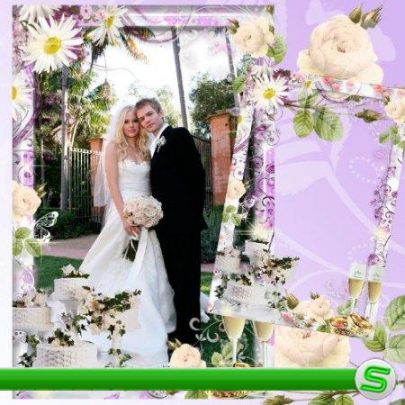 Свадебная рамка для фотошоп - С любовью легче жизнь пройти
