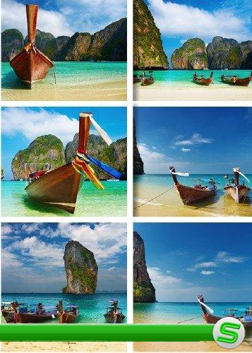 Тропические пляжи и лодки - Растровый клипарт