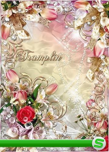 Рамка для фото с тюльпанами, розами, лилиями  -  Букета душистый хоровод