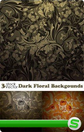 Dark Floral Backgounds Vector