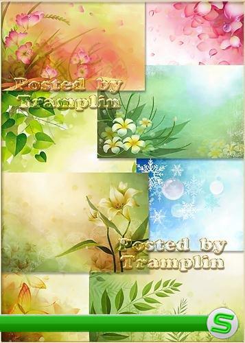Нежные фоны - Backgrounds – С цветами, листочками и  лепестками