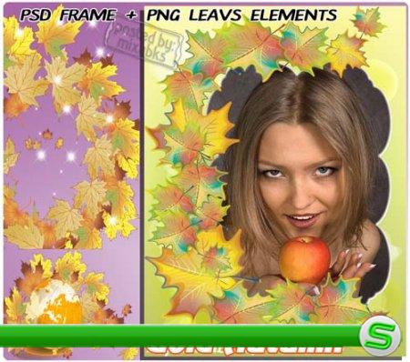 Красавица Осень | Gold Autumn (psd frames + png elements)