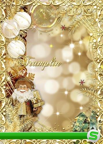 Золотистая Новогодняя рамка 2012 – Ну и дедушка Мороз… Что за щеки, Что за нос…