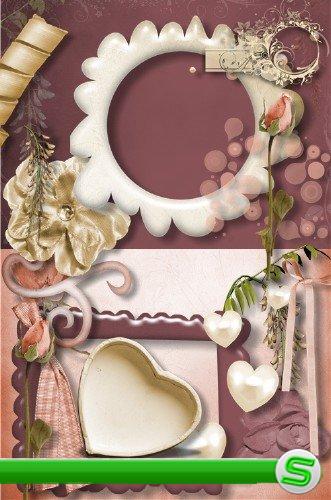 Скрап-набор - Романтическое бордо и шоколад