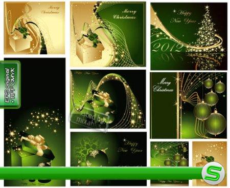Зеленый новогодний стиль 2012 (eps vector + tiff in cmyk)