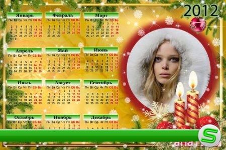 Календарь на 2012 с ветками новогодней красавицы