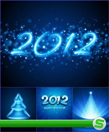 Голубые новогодние постеры 2012 (Вектор)