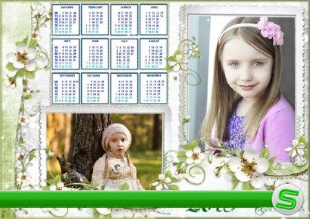 Красивый детский календарь - рамка для фотошопа - Нежность