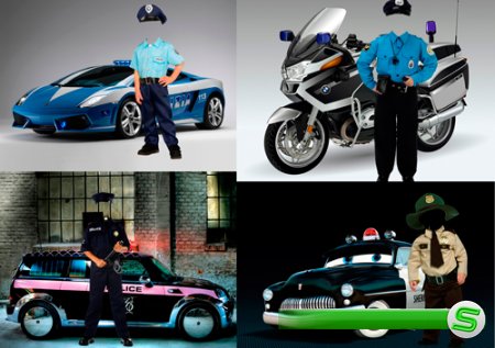 Шаблоны для фотошопа  - Мальчики в костюмах полицейски