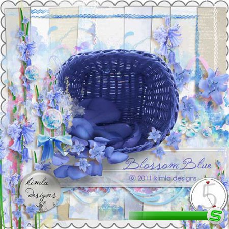 Цветочный скрап-набор в голубых тонах - Голубой цветок 