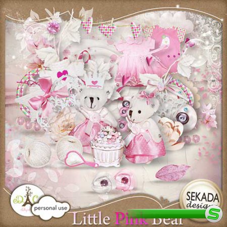 Детский скрап-набор - Маленький розовый мишка 