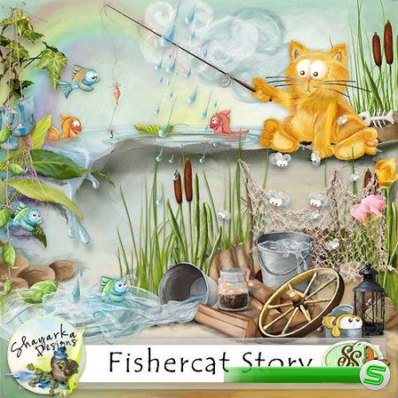 Детский скрап-комплект - История кота-рыболова 