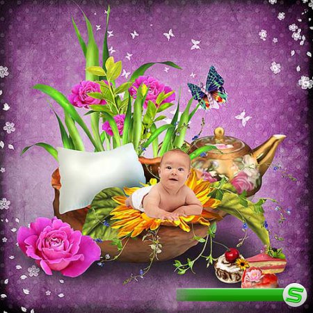 Красивый цветочный скрап-комплект - Яркий денёк для малыша 