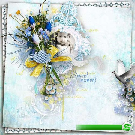 Цветочный скрап-комплект - Голубой сад 