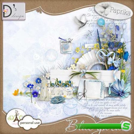 Цветочный скрап-комплект - Голубой сад 
