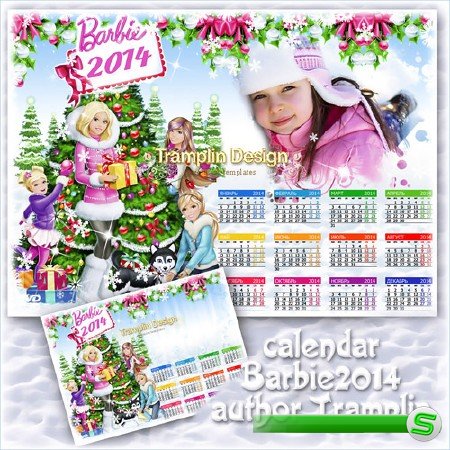 Календарь с рамкой для фото – Барби 2014