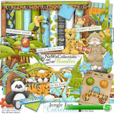 Очаровательный детский скрап-комплект - Весёлые джунгли 