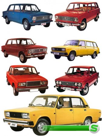 Классические модели автомобиля марки ВАЗ (2101, 2102, 2103, 2104, 2105, 2106, 2107) прозрачный фон