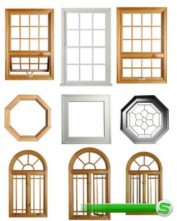 Фотосток: окна и оконные системы на белом фоне