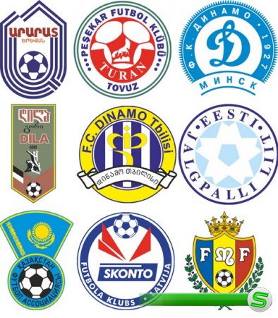 Логотипы футбольных команд стран СНГ в векторе