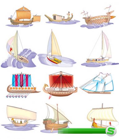 Векторный сток: парусники и яхты (древние и современные)
