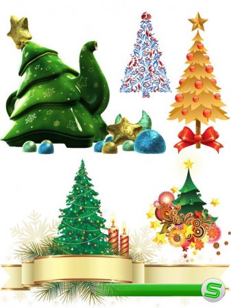 Новогодние и рождественские рисованные ёлки и ёлочки
