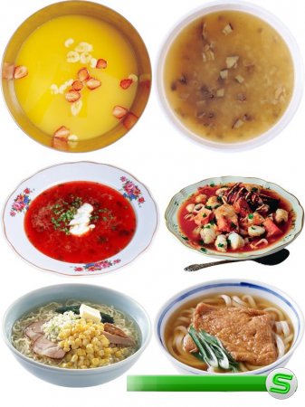 Фотосток: первые блюда - суп, борщ, солянка, щи, окрошка, рассольник и др.