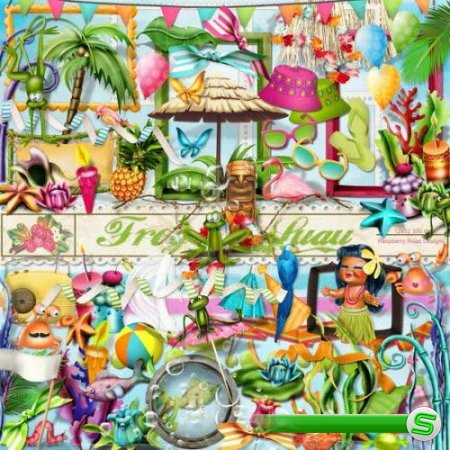 Яркий тропический скрап-комплект - Лягушонок Луа 