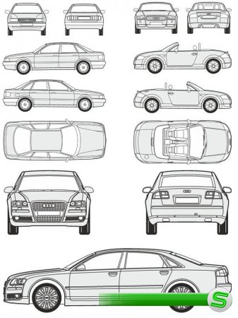 Автомобили Audi - векторные отрисовки в масштабе