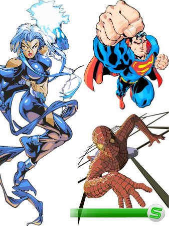 Векторные супергерои - бэтмен, женщина кошка, человек паук, супермен, x-men, wonderwomen и др.