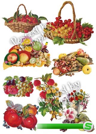 Ягоды и фрукты на прозрачном фоне