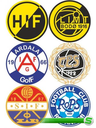 Логотипы футбольных команд: Финляндия, Норвегия, Швеция (вектор)
